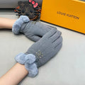 CHANEL GLOVES IN SHARK GRAY WOOL WITH RABBIT FUR 458522