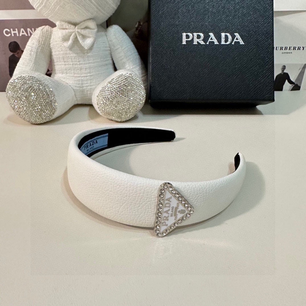 PRADA WHITE CALFSKIN HAIRBAND 154898