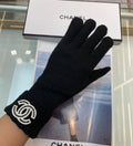CHANEL GLOVES IN BLACK CASHMERE WITH WHITE LOGO 405907