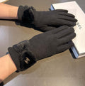 CHANEL GLOVES IN BLACK WOOL WITH RABBIT FUR 456297